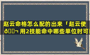 赵云命格怎么配的出来「赵云使 🐬 用2技能命中哪些单位时可以回复生命值」